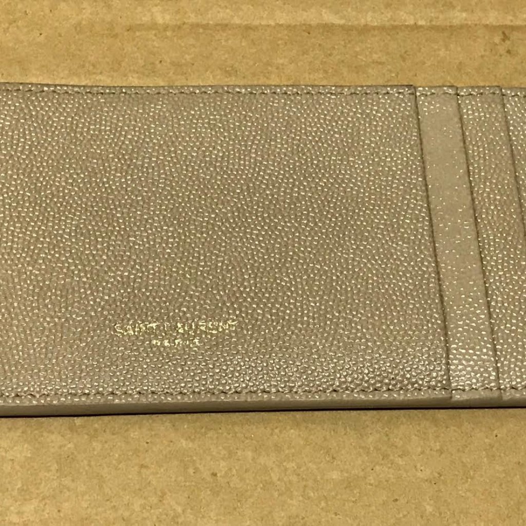 Saint Laurent Uptown Grained Dark Beige Leather Card Holder